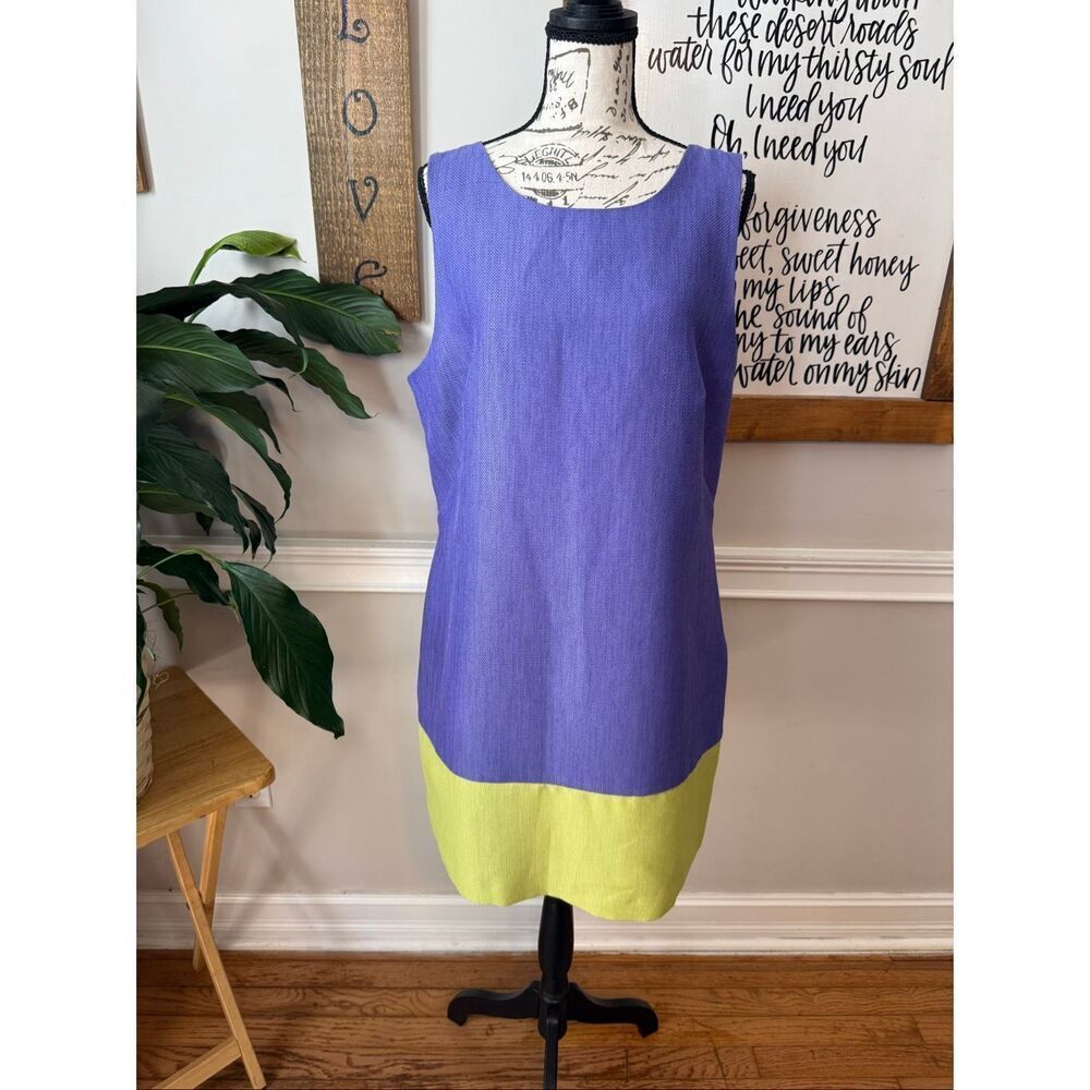 Isabel & Nina Women's Colorblock Textured Sleeveless Shift Dress Purple Size 12